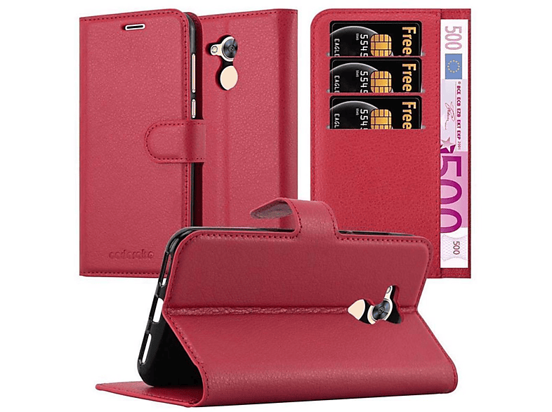 CADORABO ROT Book Bookcover, Standfunktion, KARMIN Hülle Honor, 6A,