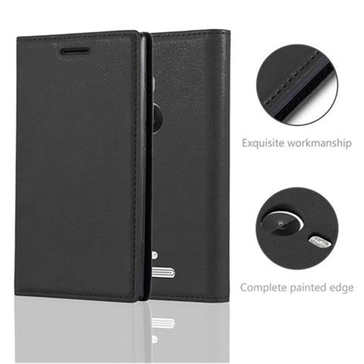 CADORABO Book Hülle NACHT 925, SCHWARZ Lumia Magnet, Bookcover, Invisible Nokia