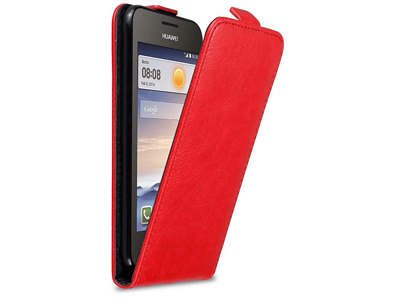 CADORABO Hülle im Flip Style, Flip Cover, Huawei, Y3 / Y3C / Y330 / Y331 / Y360, APFEL ROT