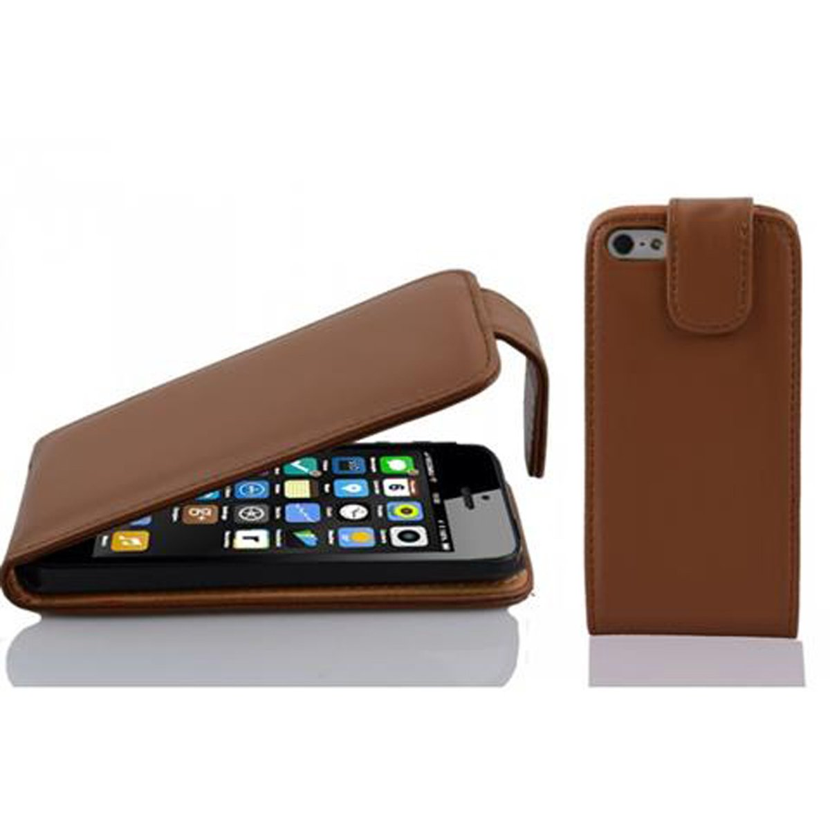 CADORABO Handyhülle im Flip Style, KAKAO iPhone 5C, Cover, Apple, BRAUN Flip
