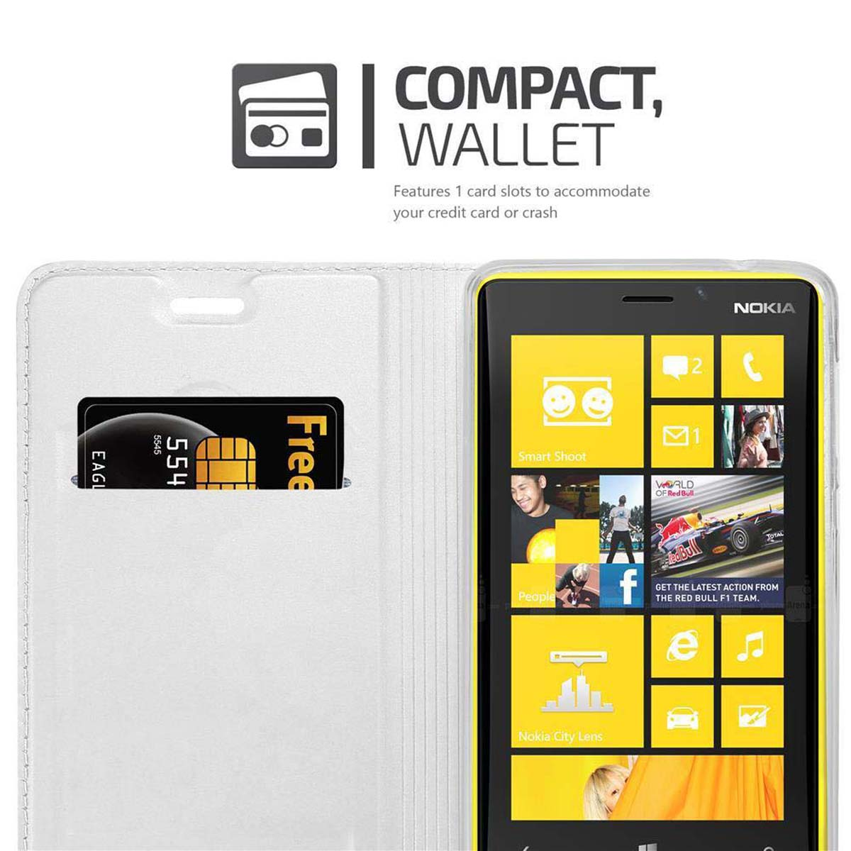 920, Lumia CLASSY Style, Handyhülle CADORABO Classy SILBER Bookcover, Nokia, Book