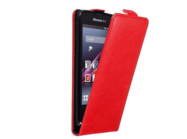 im Flip CADORABO APFEL Flip COMPACT, Style, Hülle Cover, Sony, ROT Xperia Z1