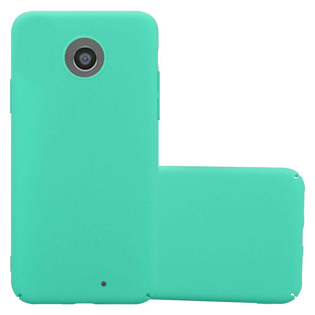Due cover per telefono verde acqua. Una è una cover posteriore, l'altra è la cover posteriore di un telefono.