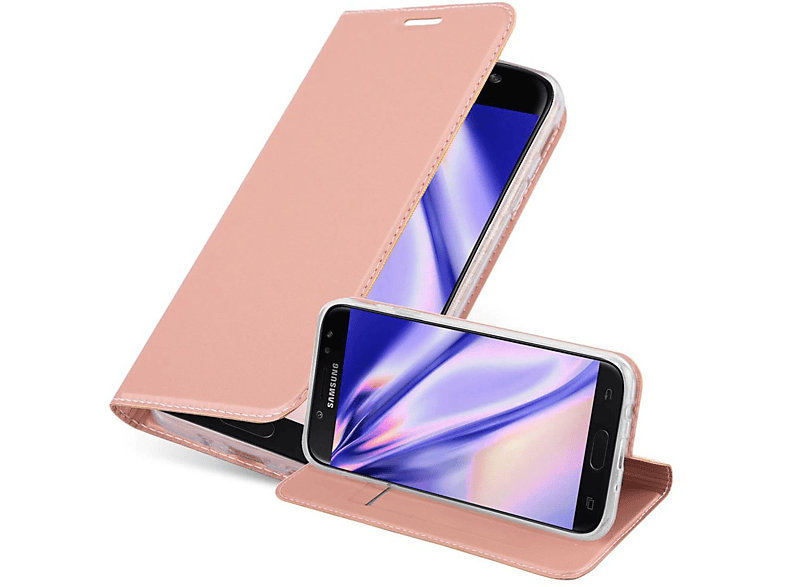 Handyhülle Style, CLASSY Bookcover, Book CADORABO Galaxy ROSÉ Samsung, GOLD J7 2017, Classy