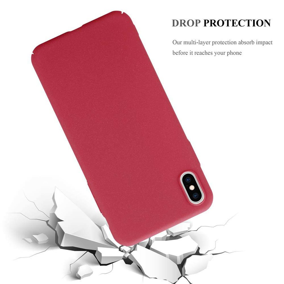 CADORABO Hülle FROSTY Style, Case ROT Apple, Backcover, MAX, Hard iPhone Frosty XS im
