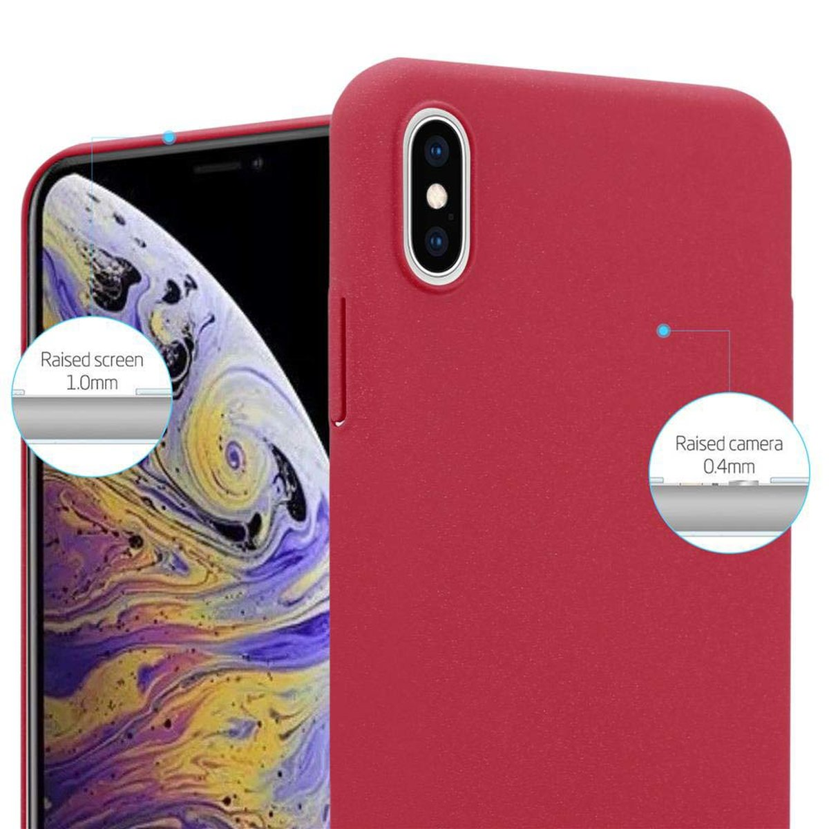 CADORABO Hülle im Hard Case ROT iPhone XS Frosty FROSTY Backcover, Style, MAX, Apple