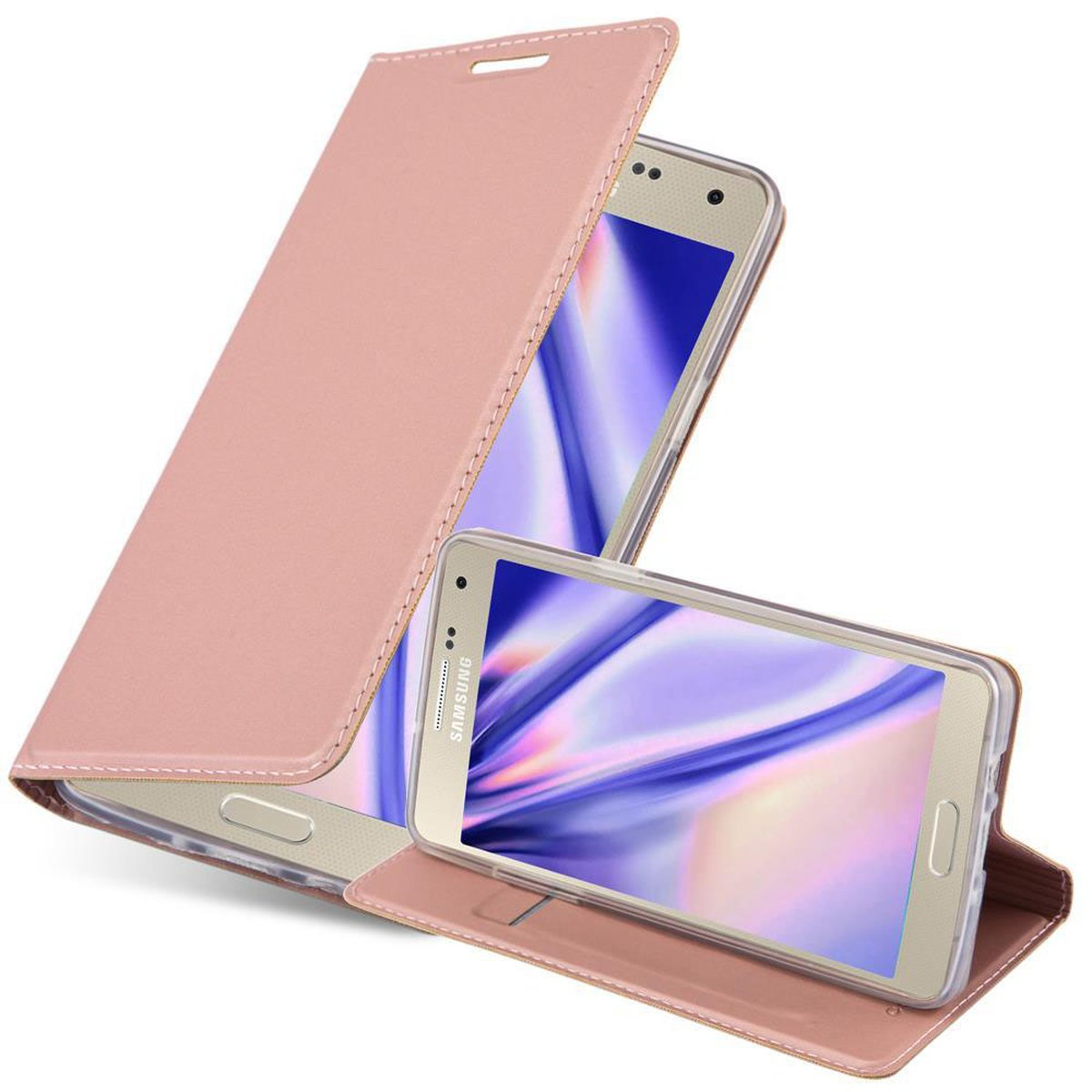 Samsung, GOLD ROSÉ Classy Book 2015, Galaxy Handyhülle A5 Style, CADORABO Bookcover, CLASSY