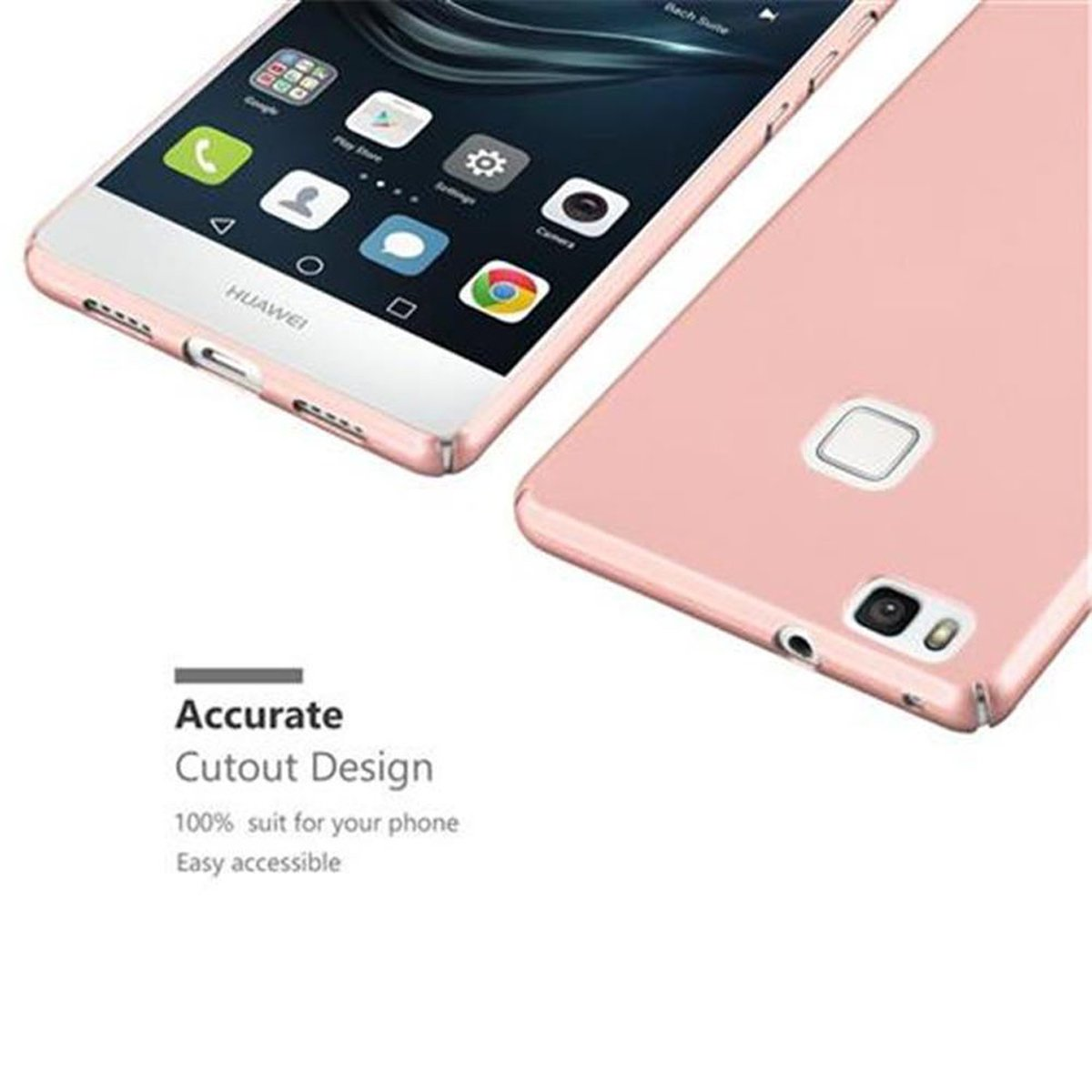 Due telefoni rosa, uno con custodia e l'altro senza. Entrambi i telefoni sono uno accanto all'altro.