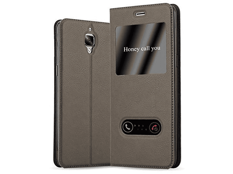 OnePlus, / Book Hülle, BRAUN Doppelfenster 3 Bookcover, View STEIN CADORABO 3T,