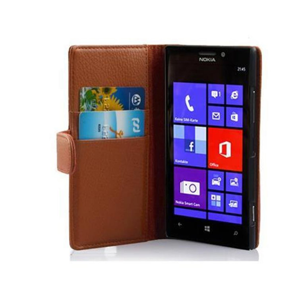 Nokia, 925, CADORABO Book Bookcover, COGNAC Lumia mit Struktur, BRAUN Hülle