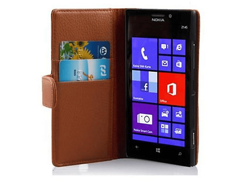 CADORABO Book Hülle mit Struktur, Bookcover, Nokia, Lumia 925, COGNAC BRAUN