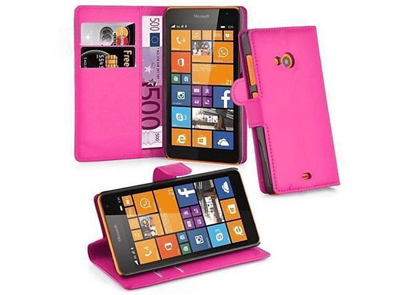 CADORABO Book Hülle Standfunktion, Bookcover, Nokia, Lumia 535, CHERRY PINK