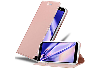 carcasa de móvil  - Funda libro para Móvil - Carcasa protección resistente de estilo libro CADORABO, Samsung, Galaxy A6 2018, classy oro rosa
