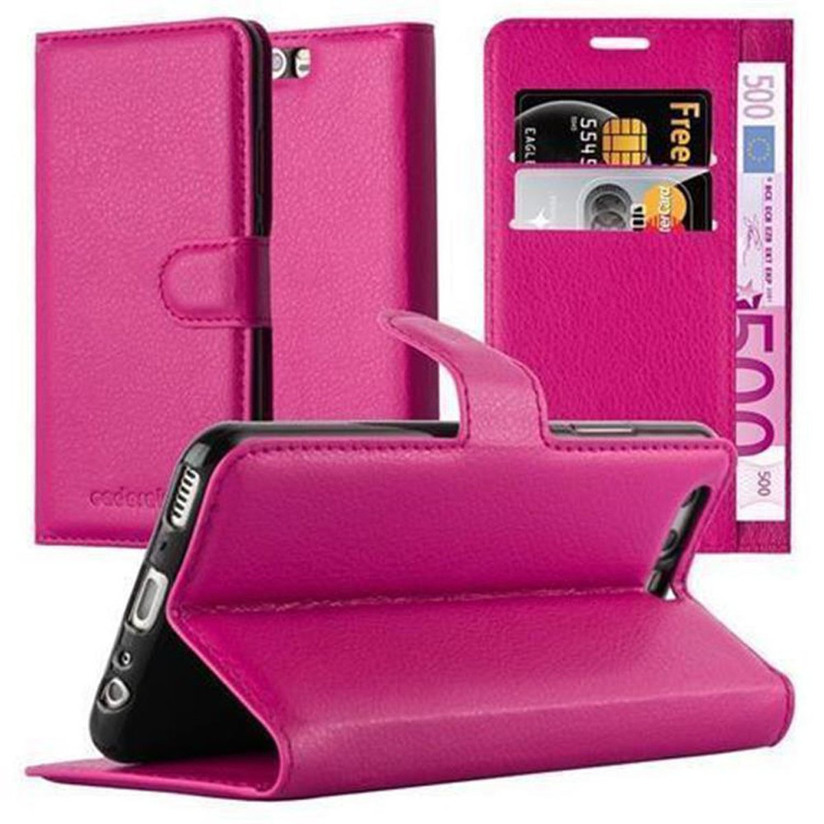 CADORABO Book Bookcover, Huawei, Hülle Standfunktion, P10 CHERRY PINK PLUS,