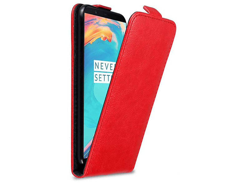CADORABO Hülle im Flip Style, Flip Cover, OnePlus, 5T, APFEL ROT
