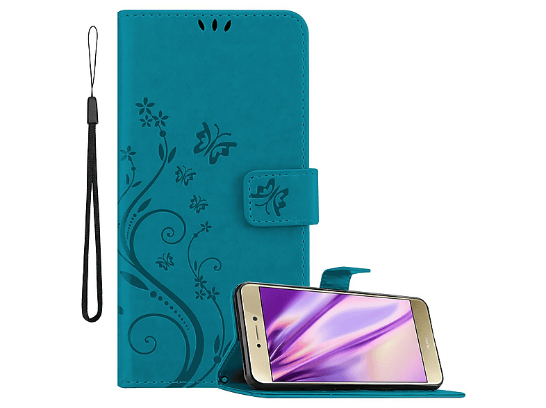 Cadorabo Custodia Libro Per Huawei P8 Lite 2015 – Grigio Fiore Con Chiusura Magnetica, Porta Carte E Stand