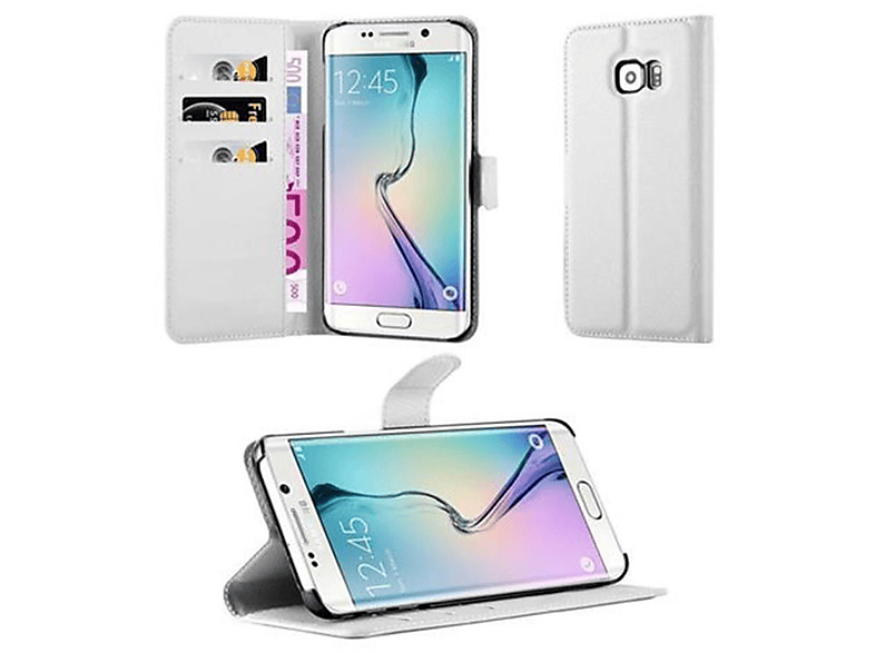Book Samsung, Hülle Bookcover, Standfunktion, EDGE, CADORABO WEIß Galaxy ARKTIS S6