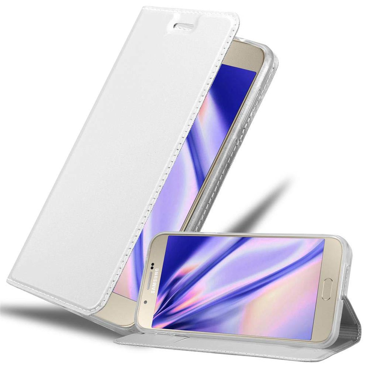 Samsung, Galaxy Handyhülle Classy A8 Bookcover, CLASSY Book Style, CADORABO 2015, SILBER