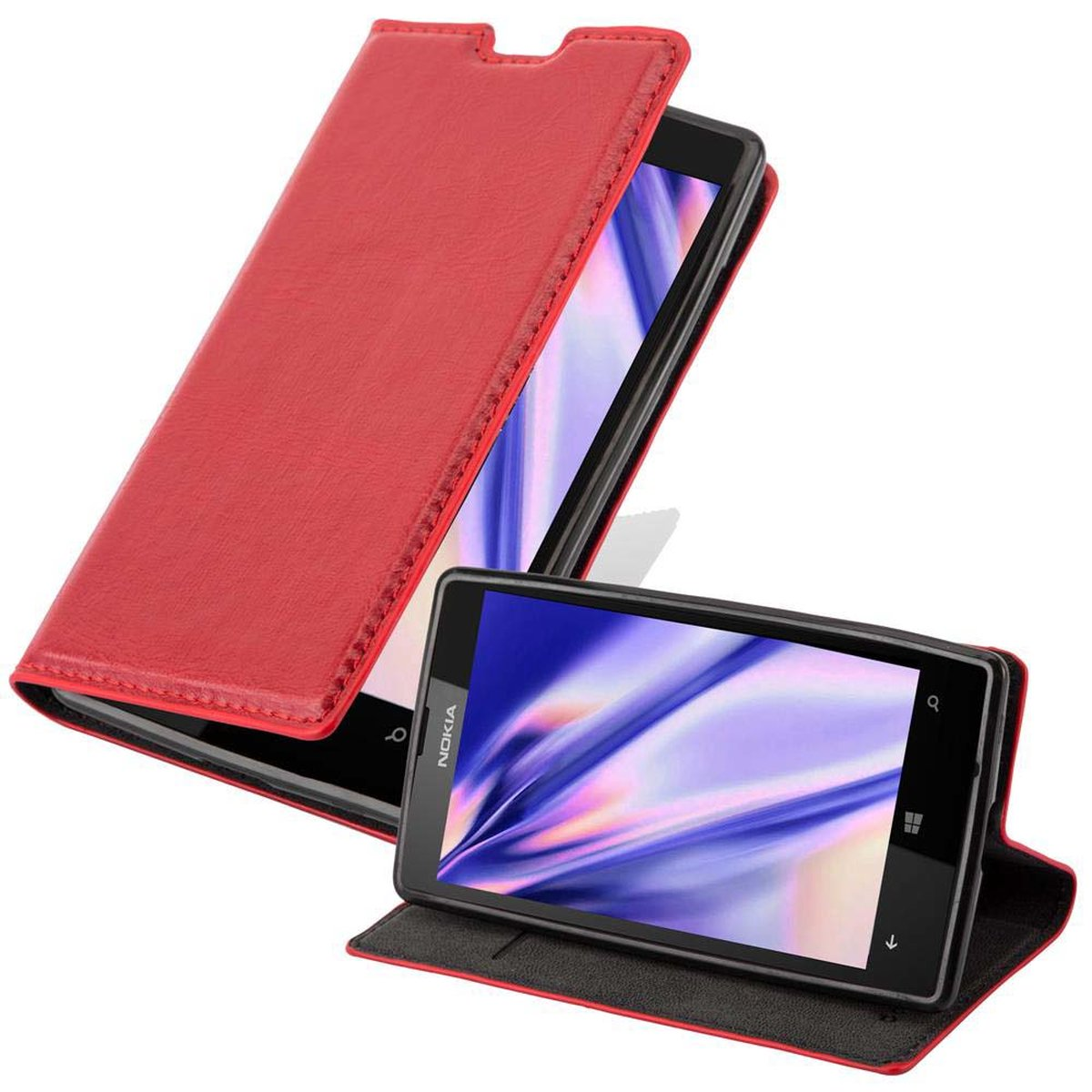 CADORABO Book Hülle Invisible Magnet, Lumia 520 Nokia, Bookcover, / 521, ROT APFEL