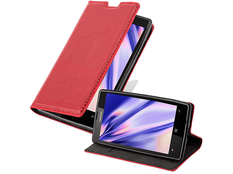 CADORABO Book Hülle Invisible Magnet, Lumia 520 Nokia, Bookcover, / 521, ROT APFEL
