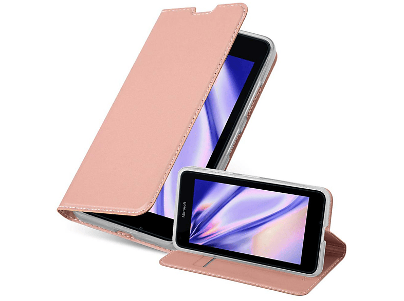 CADORABO Handyhülle Book Lumia Style, GOLD Bookcover, Classy 640, Nokia, ROSÉ CLASSY