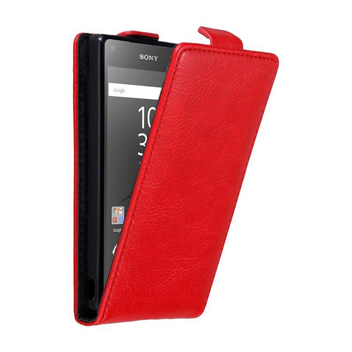 Style, APFEL im Sony, Xperia Flip Cover, CADORABO Hülle COMPACT, ROT Z5 Flip