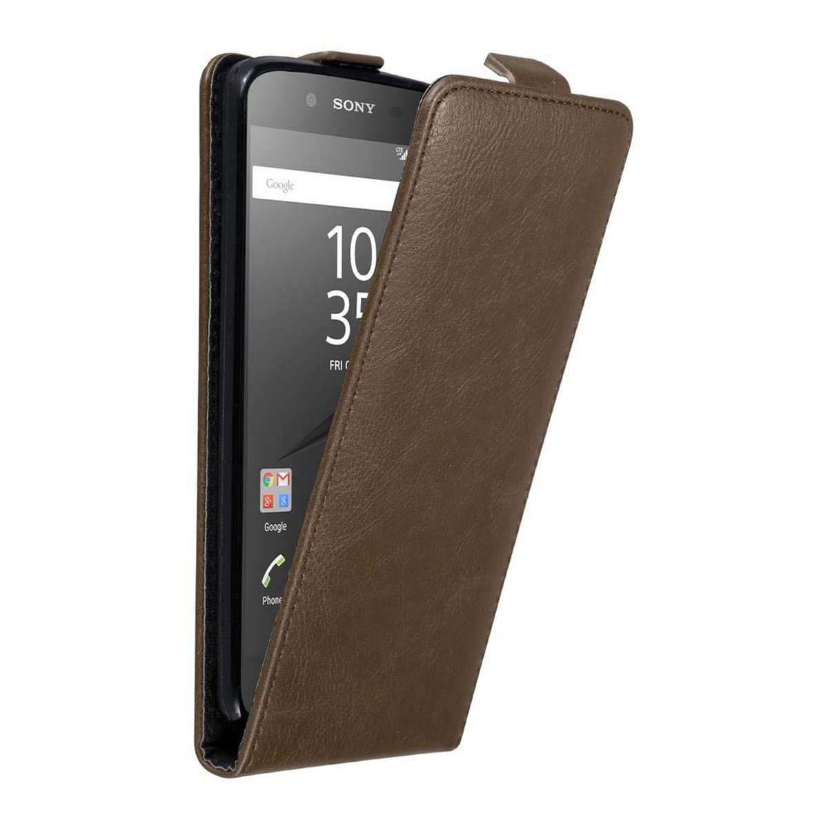 CADORABO Hülle im Flip Sony, Xperia Z5, Cover, Style, KAFFEE BRAUN Flip