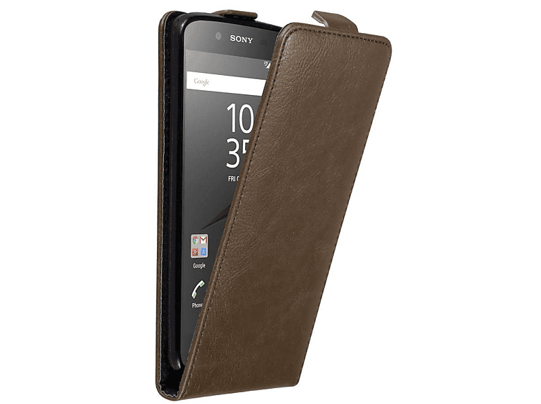 Flip Hülle Cover, Z5, CADORABO Sony, im Style, KAFFEE Xperia BRAUN Flip