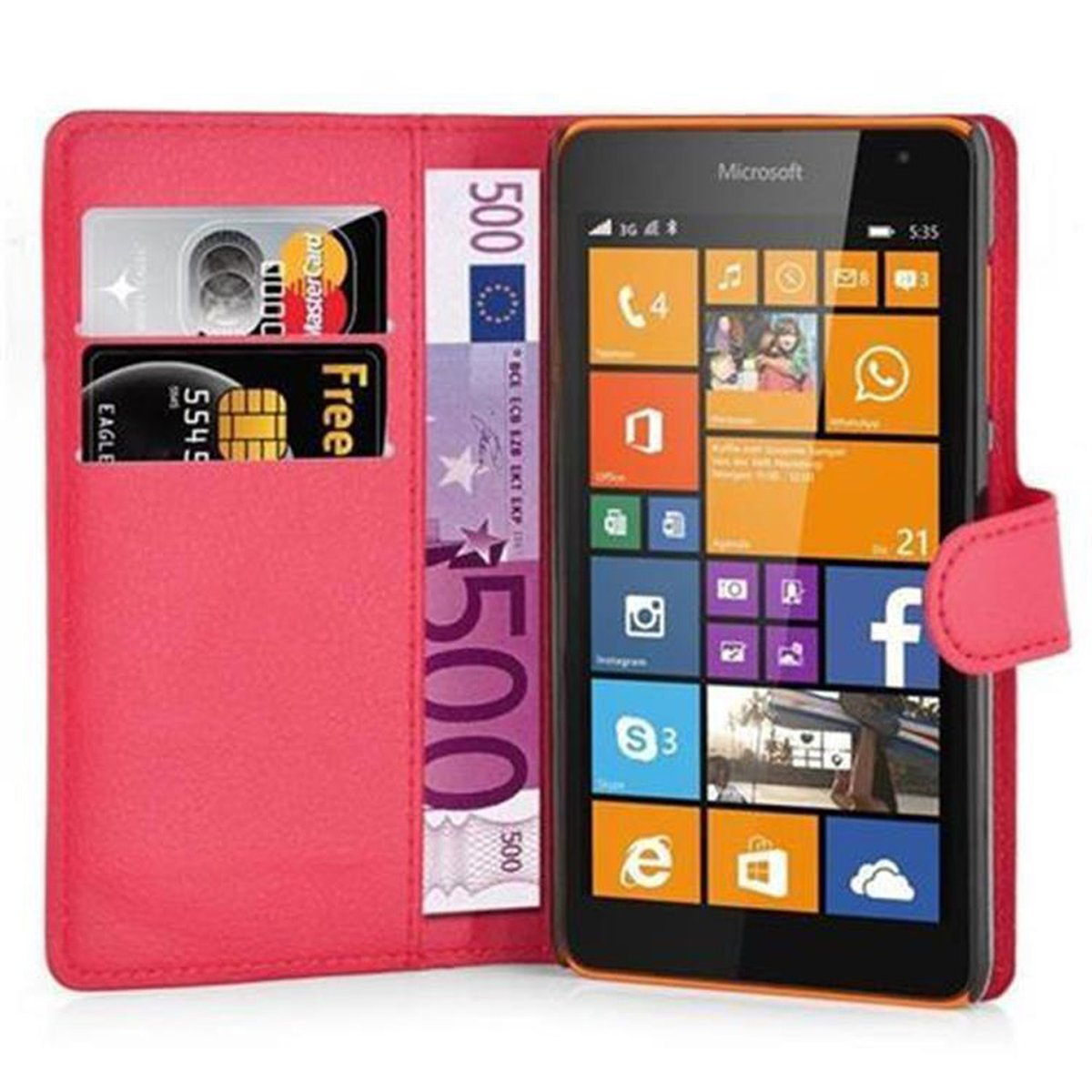 Lumia KARMIN CADORABO Bookcover, 535, Standfunktion, Hülle Book ROT Nokia,