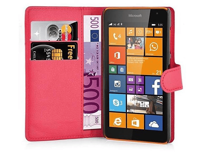 Book CADORABO 535, KARMIN Lumia Hülle Standfunktion, ROT Bookcover, Nokia,