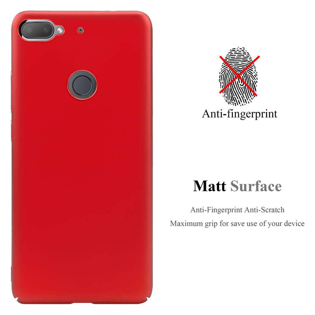 CADORABO Hülle 12 Case ROT Matt im HTC, Desire Style, Hard PLUS, METALL Backcover, Metall