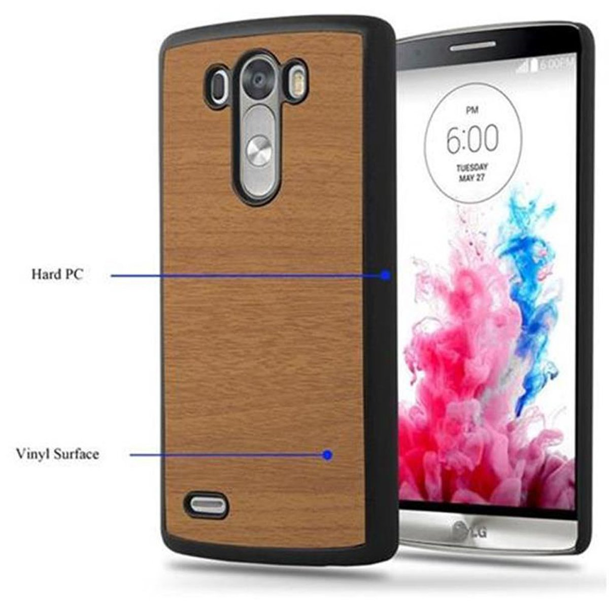 CADORABO Hülle Hard Style, Case WOODY Woody G3, Backcover, LG, BRAUN