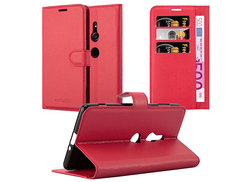 Xperia Bookcover, Hülle Standfunktion, Sony, ROT CADORABO Book XZ2, KARMIN