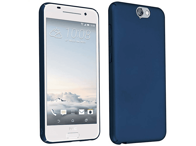 CADORABO Hülle im ONE Hard A9, Backcover, BLAU METALL Matt Style, Case Metall HTC