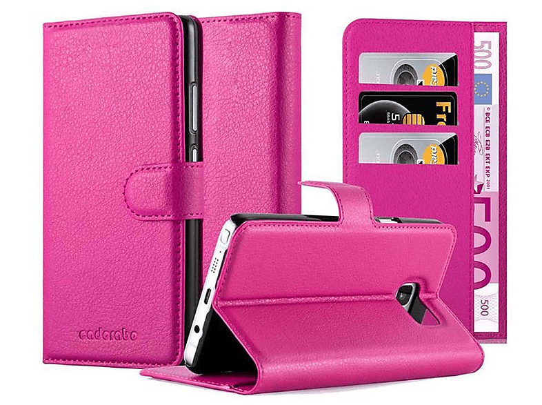 CADORABO Book Hülle Standfunktion, Bookcover, Samsung, Galaxy NOTE 5, CHERRY PINK