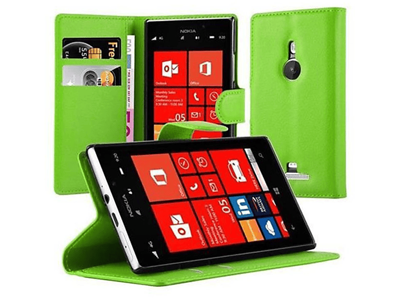 Nokia, Book CADORABO Bookcover, GRÜN Hülle MINZ 925, Lumia Standfunktion,