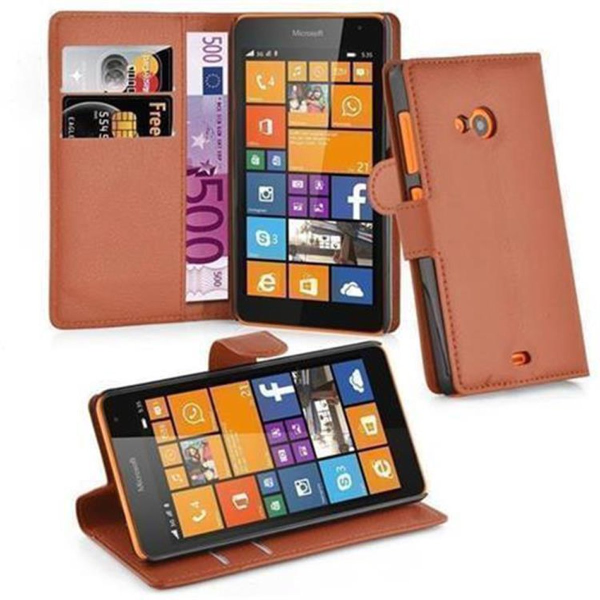 CADORABO Book 535, Nokia, BRAUN SCHOKO Standfunktion, Hülle Lumia Bookcover