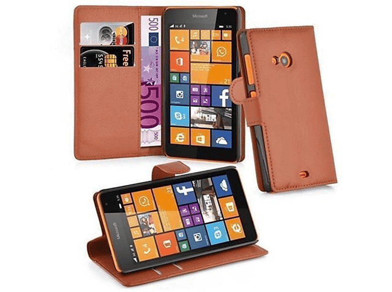 CADORABO Book Hülle Standfunktion, Bookcover, Nokia, Lumia SCHOKO BRAUN 535