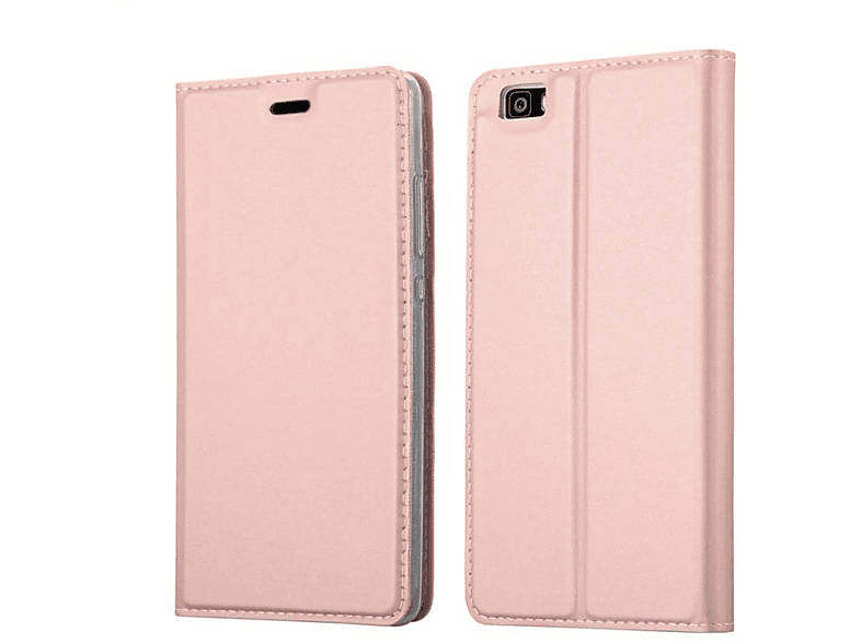 Handyhülle 2015, Book Style, CADORABO P8 CLASSY ROSÉ Bookcover, GOLD LITE Huawei, Classy