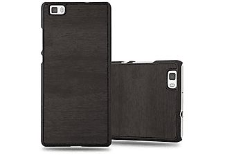 carcasa de móvil  - Funda rígida para móvil de plástico duro – Carcasa Hard Cover protección CADORABO, Huawei, P8 LITE 2015, woody negro