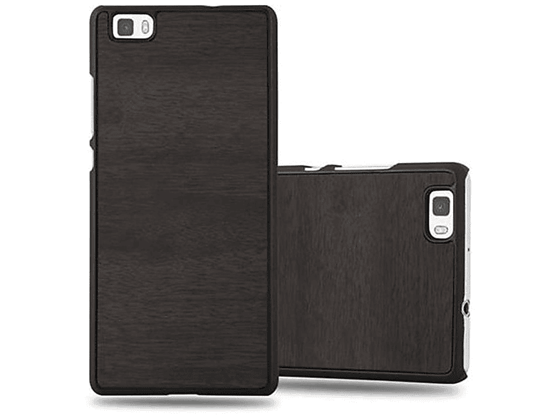 CADORABO Hülle Hard Case Style, Huawei, 2015, WOODY P8 LITE Woody SCHWARZ Backcover