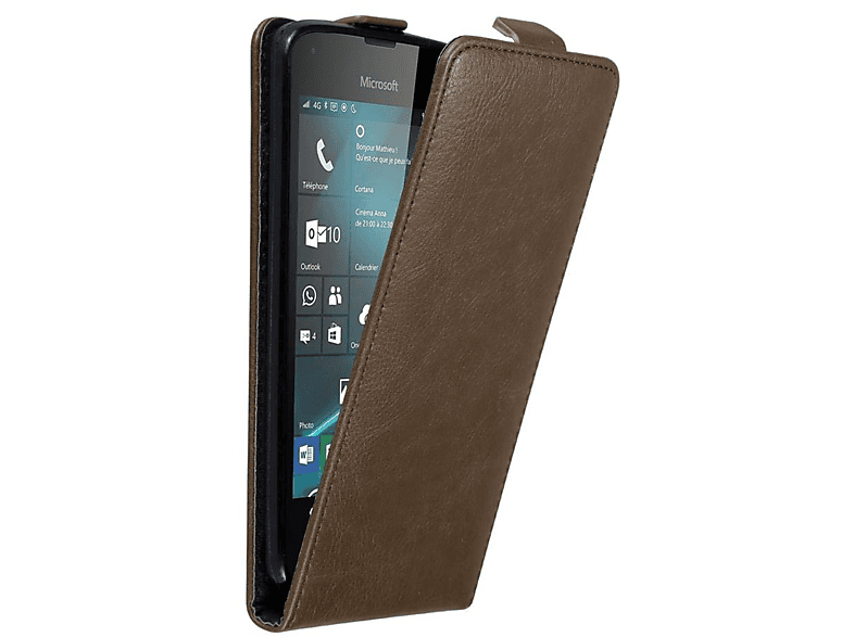 BRAUN Hülle Cover, CADORABO Nokia, Lumia 550, Flip Style, KAFFEE im Flip