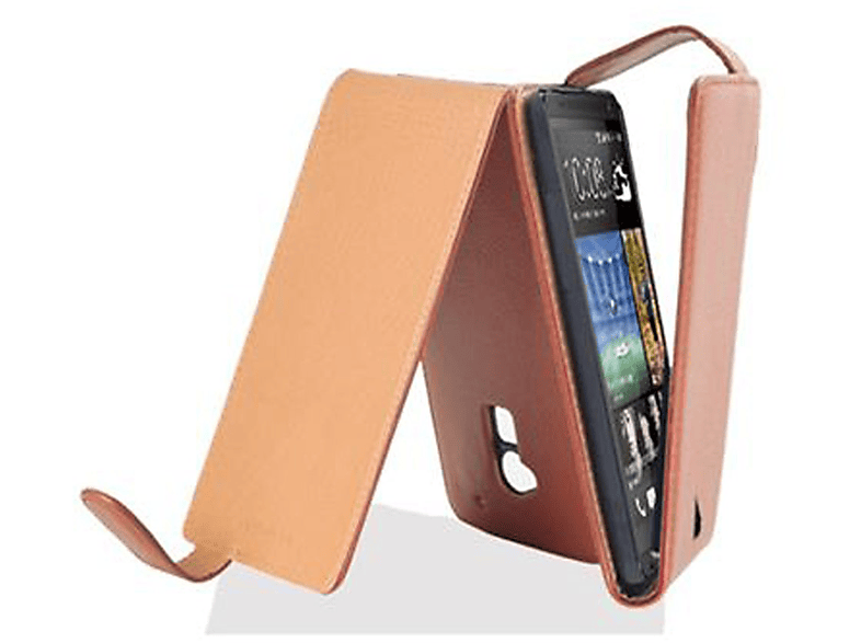 CADORABO Schutzhülle im Flip ONE Style, BRAUN MAX Cover, T6, COGNAC HTC, Flip