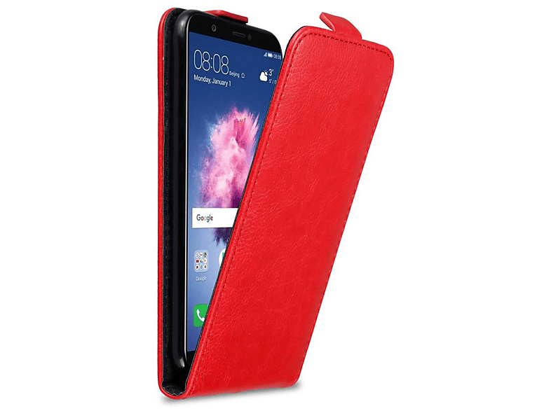 CADORABO Hülle Enjoy Flip 7S, Huawei, / P SMART Cover, ROT Style, im APFEL Flip 2018