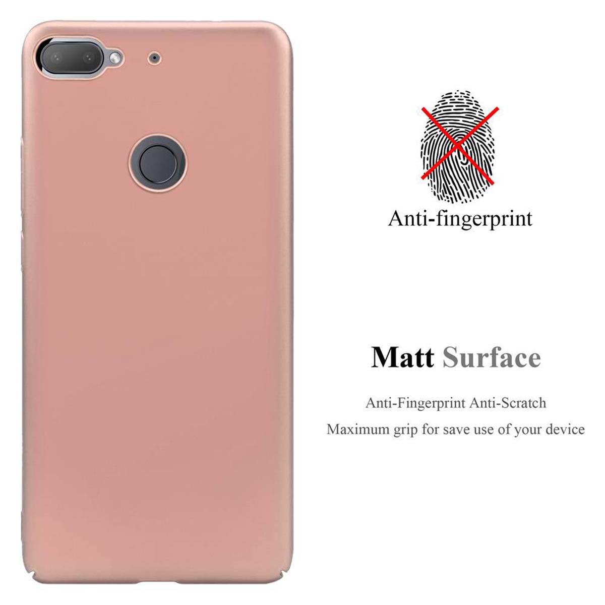 Custodia rosa. Design anti-impronta, superficie opaca con fotocamera e sensore impronte digitali.