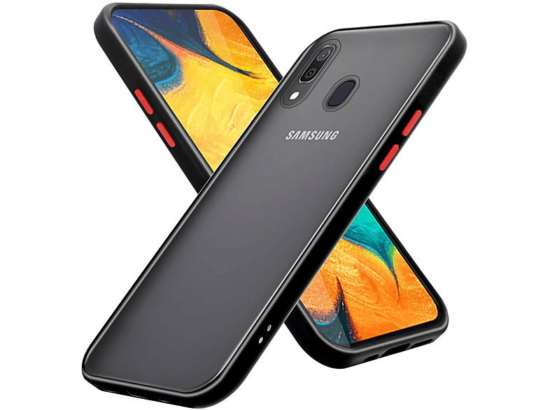 Samsung, Rote Schwarz / M10s, Rückseite, TPU Innenseite und Hülle / Backcover, matter Kunststoff Hybrid Schutzhülle Galaxy A30 mit Matt A20 Silikon - CADORABO Tasten