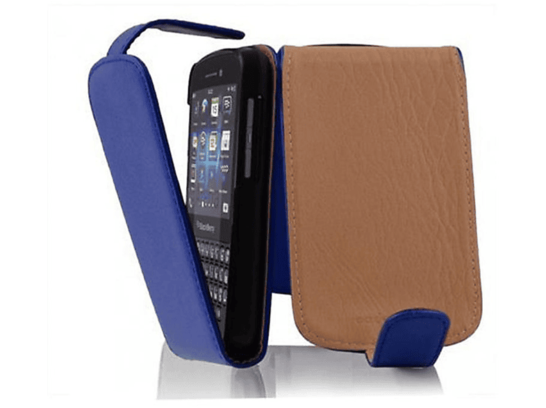 Flip im Blackberry, CADORABO Q10, BLAU Cover, Schutzhülle Style, Flip KÖNIGS