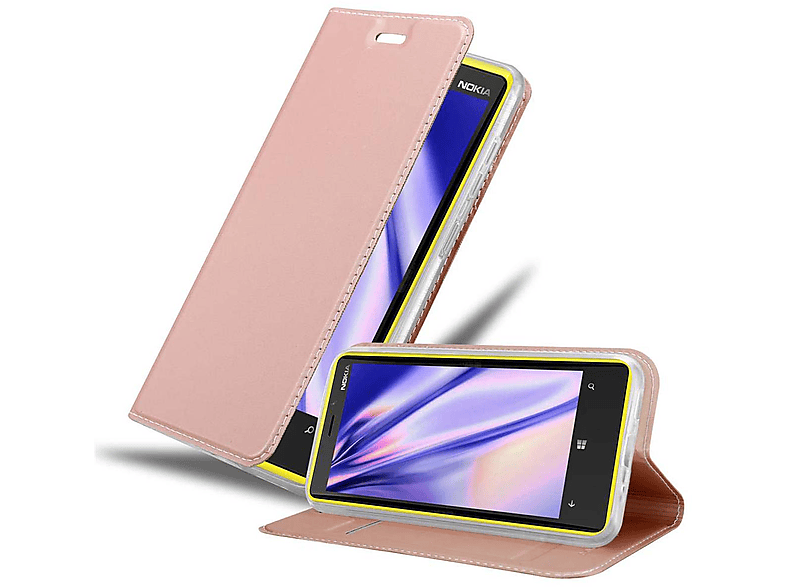 CADORABO Handyhülle Classy GOLD Nokia, CLASSY Style, 920, Lumia Bookcover, Book ROSÉ