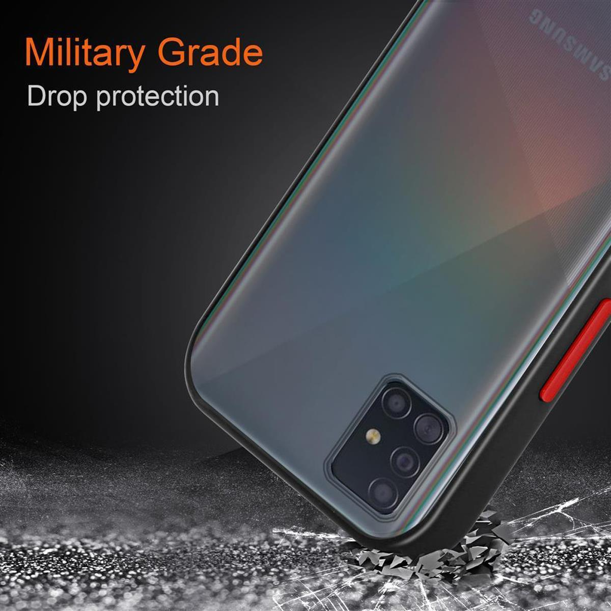 Rote mit - Schwarz CADORABO Schutzhülle Kunststoff Backcover, Tasten Samsung, Hybrid und Hülle Rückseite, 5G, matter Galaxy Silikon Innenseite TPU A51 Matt