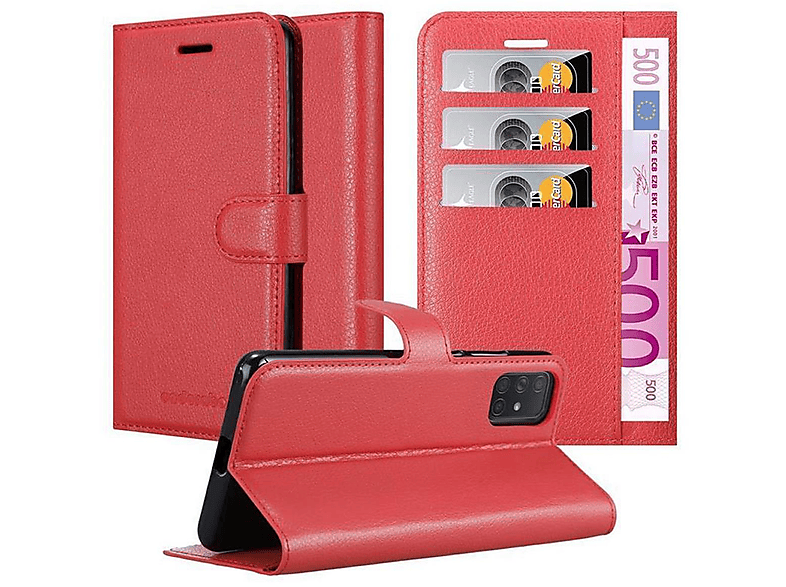 CADORABO Book Hülle Standfunktion, Bookcover, Samsung, Galaxy A51 4G / M40s, KARMIN ROT